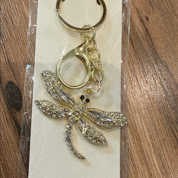 The Unbranded Brand Accessories - Blossom Dragonfly Crystal Keychain -gold. Makes great Bag Charms or Keychains